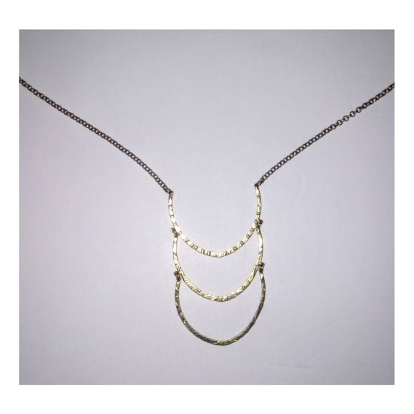 Lucky Brand Hammered Crescent Gold Drop Necklace - Picture 1 of 3